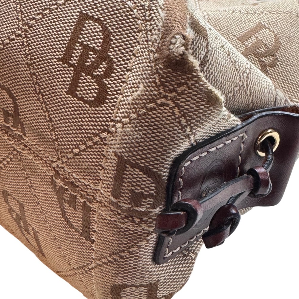 Dooney & Bourke Tan Brown Monogram Tote Bag Blue Duck Charm Bag Leather Trim - Picture 6 of 11